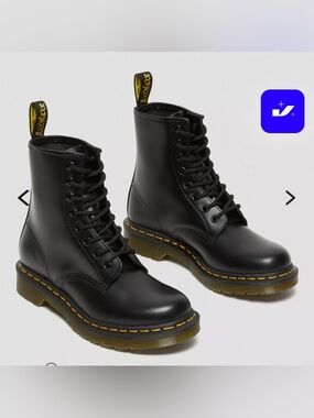 Classic Dr. Martens Black Leather Lace-Up Combat Boots- 1460